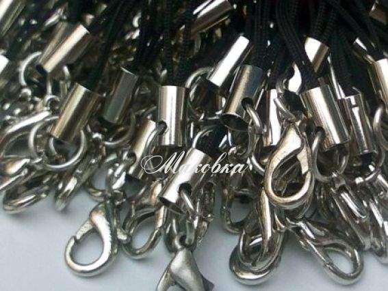 Шнурок для мобильного с карабином, 1 шт, черный